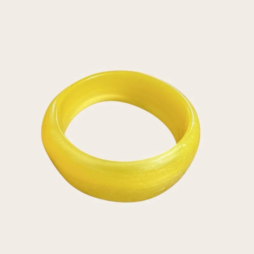 Vintage Yellow Lucite Chunky Bangle Bracelet 2.75